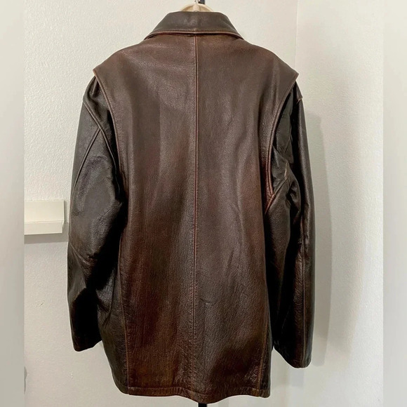 Vintage Wilsons Leather Coat Jacket Distressed Heavyweight Thinsulate - Picture 4 of 14